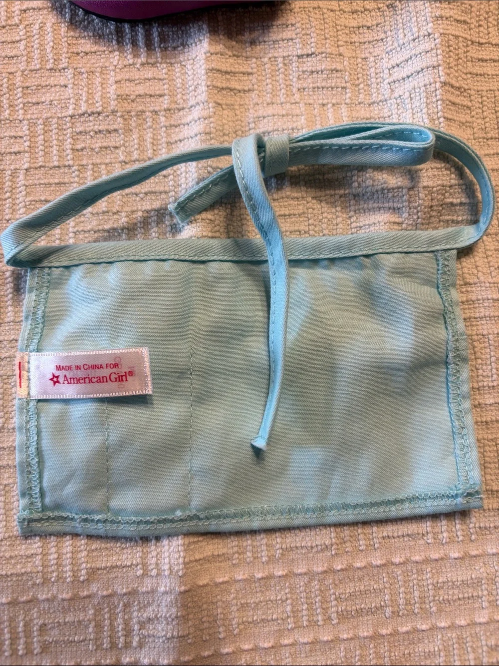 American Girl Kids Accessories Set - White Top, Purple Shoe, Light Blue apron